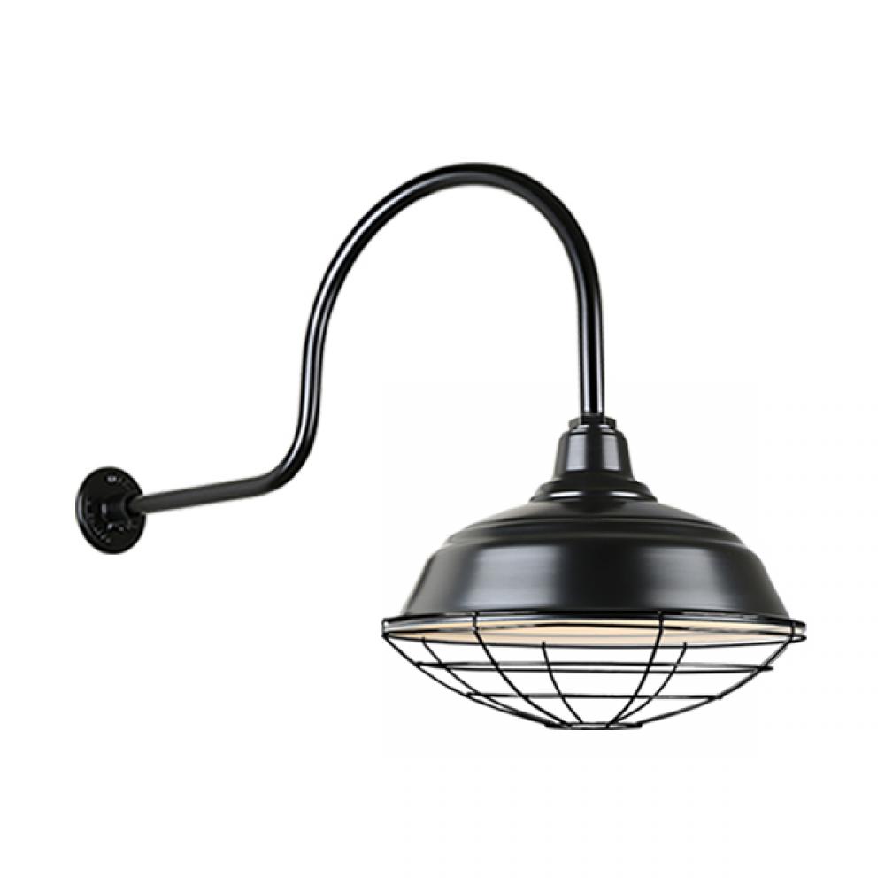 17&#34; Gooseneck Light Warehouse Shade, QSNHL-C Arm, Wire Guard Accessory
