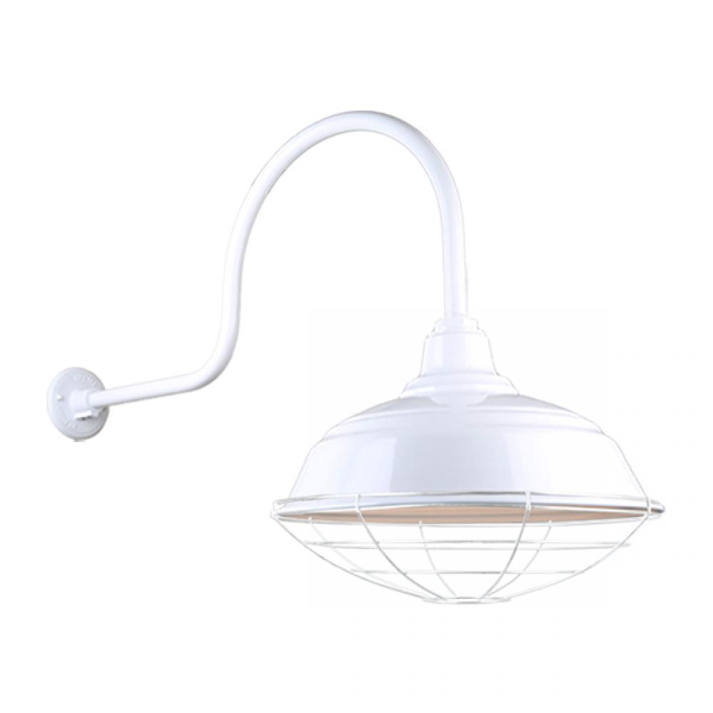 17&#34; Gooseneck Light Warehouse Shade, QSNHL-C Arm, Wire Guard Accessory