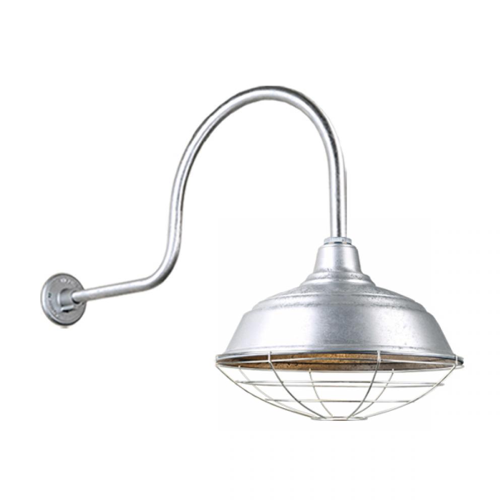 17&#34; Gooseneck Light Warehouse Shade, QSNHL-C Arm, Wire Guard Accessory