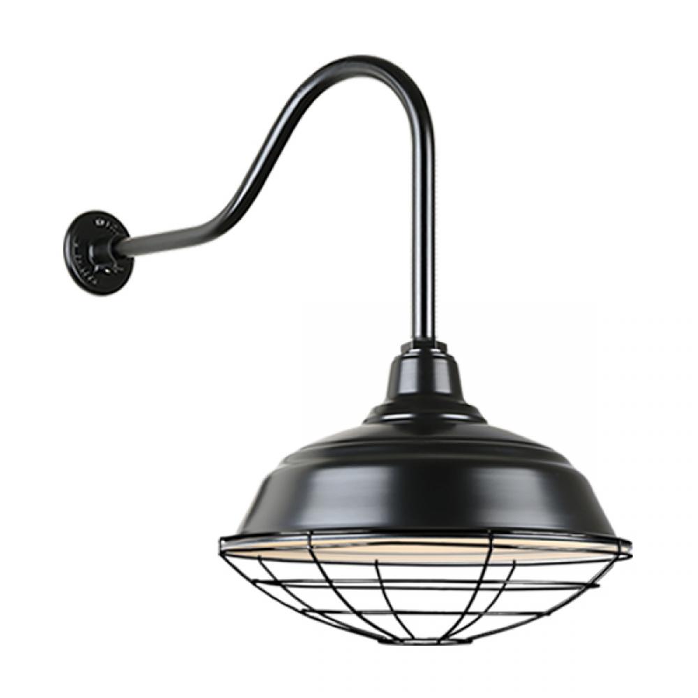 17&#34; Gooseneck Light Warehouse Shade, QSNHL-H Arm, Wire Guard Accessory