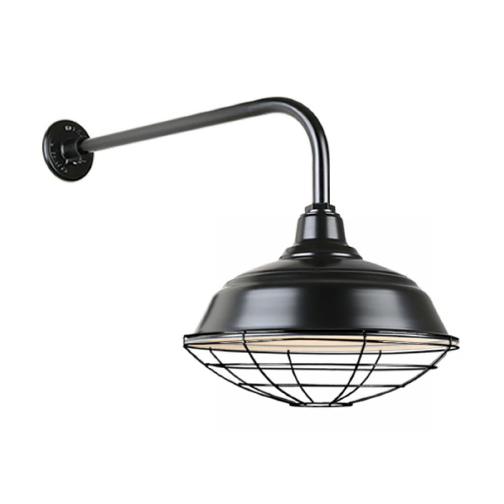 17&#34; Gooseneck Light Warehouse Shade, QSNB-13 Arm, Wire Guard Accessory