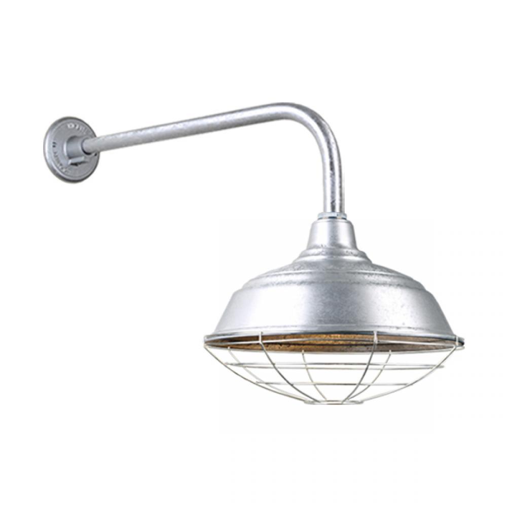 17&#34; Gooseneck Light Warehouse Shade, QSNB-13 Arm, Wire Guard Accessory