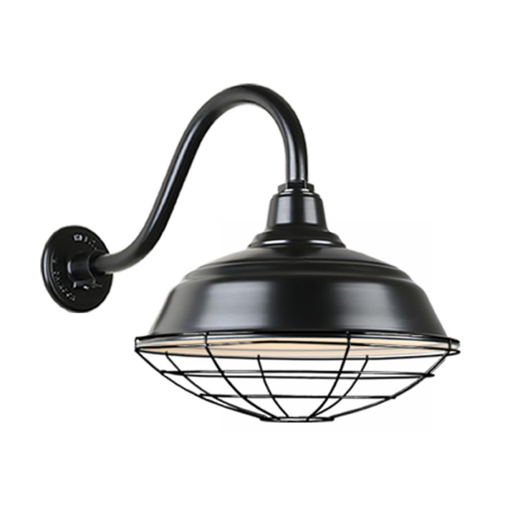 17&#34; Gooseneck Light Warehouse Shade, QSNB-42 Arm, Wire Guard Accessory