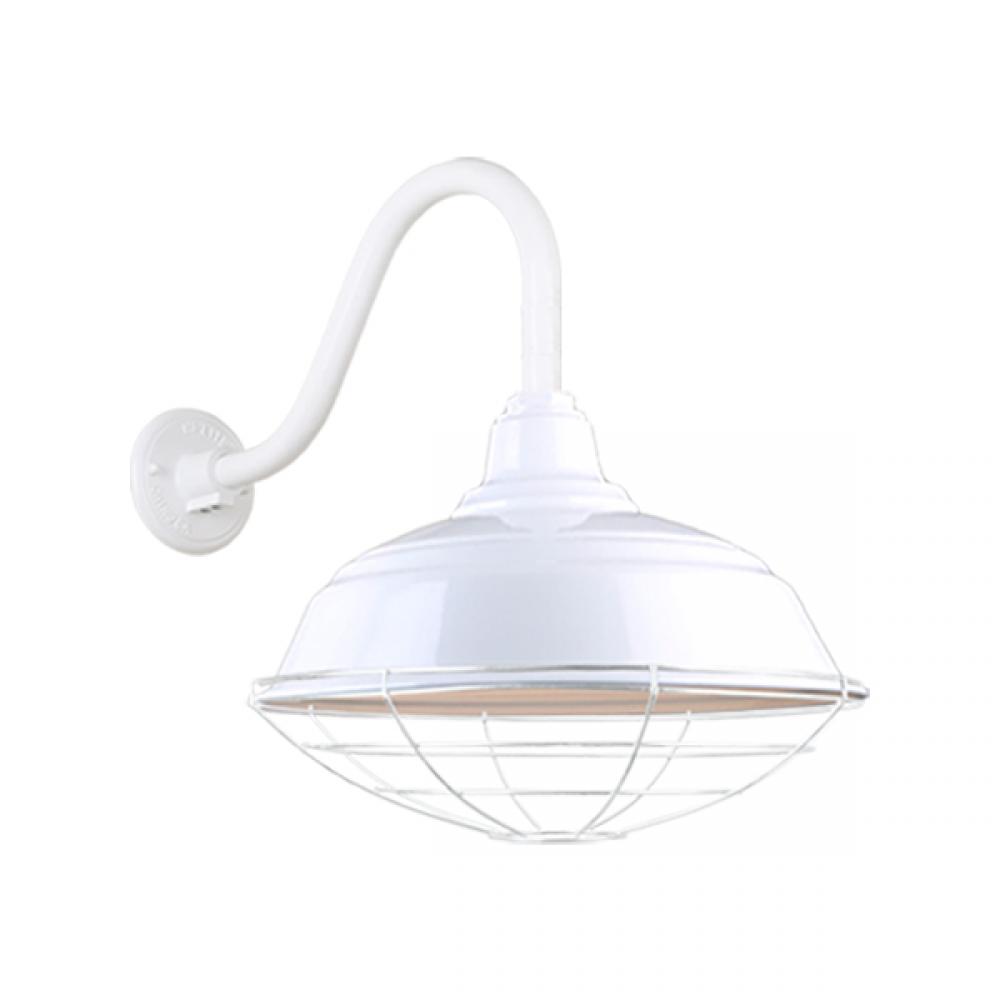 17&#34; Gooseneck Light Warehouse Shade, QSNB-42 Arm, Wire Guard Accessory