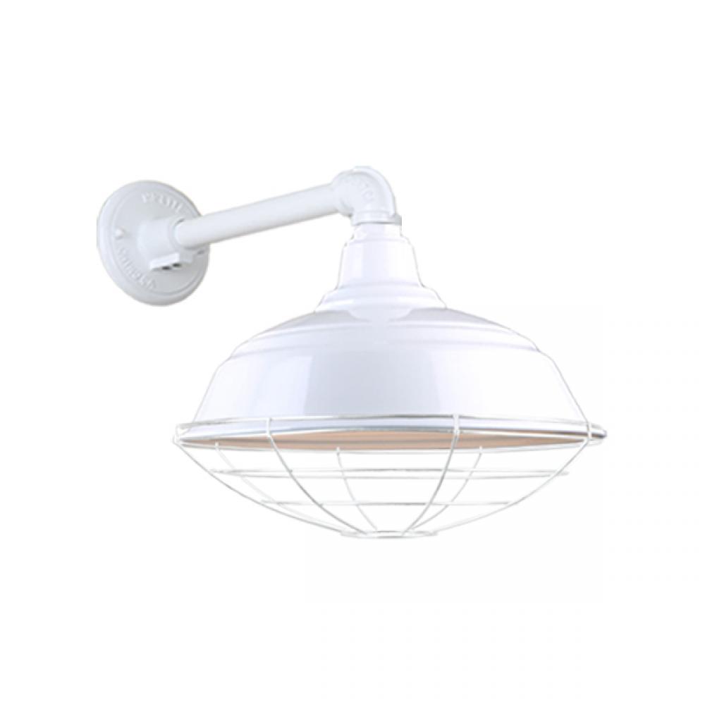 17&#34; Gooseneck Light Warehouse Shade, QSNB-44 Arm, Wire Guard Accessory