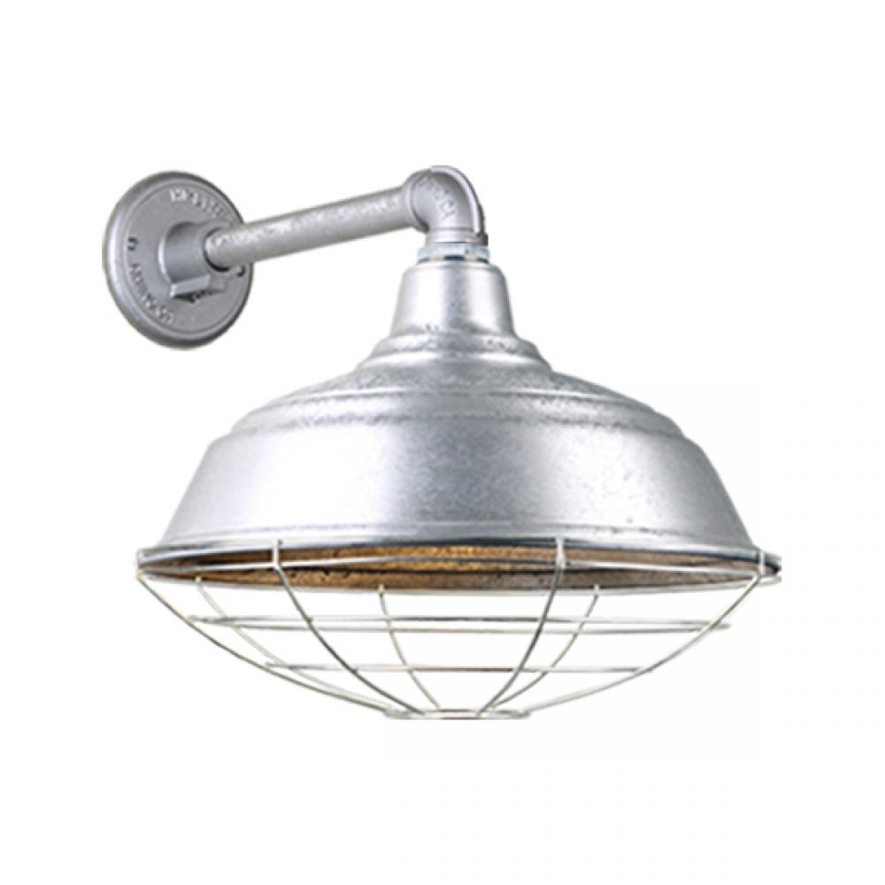 17&#34; Gooseneck Light Warehouse Shade, QSNB-44 Arm, Wire Guard Accessory