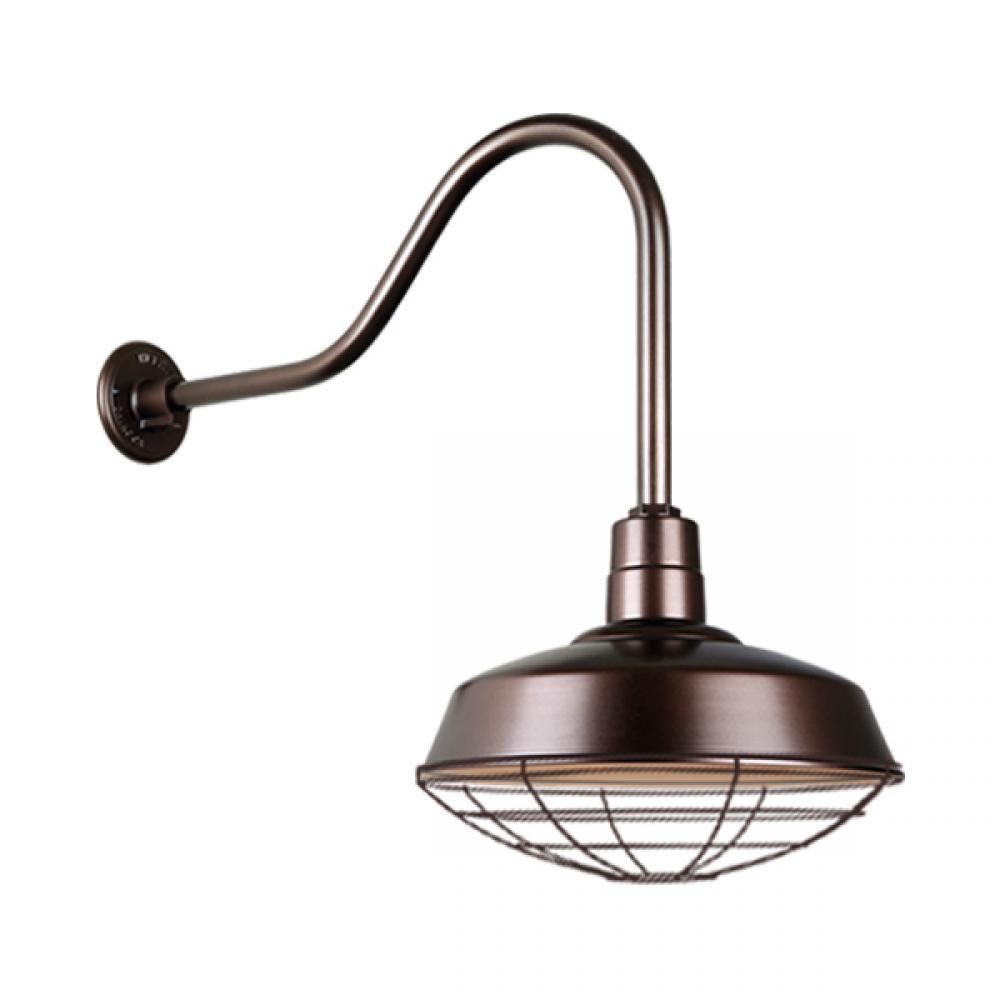14&#34; Gooseneck Light Warehouse Shade, QSNHL-H Arm, Wire Guard Accessory