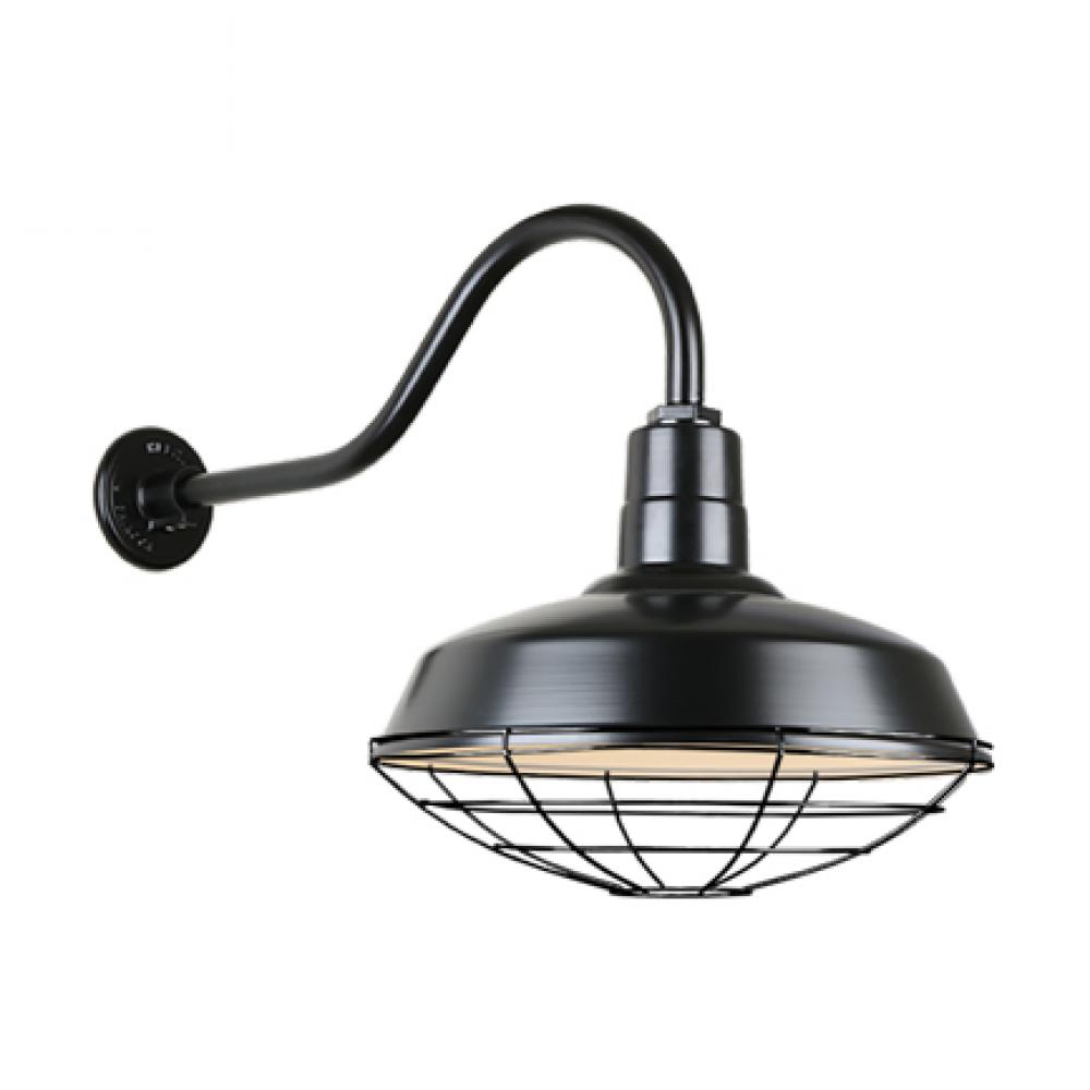 16&#34; Gooseneck Light Warehouse Shade, QSNHL-A Arm, Wire Guard Accessory