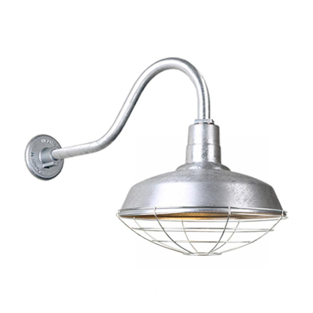 18&#34; Gooseneck Light Warehouse Shade, QSNHL-A Arm, Wire Guard Accessory