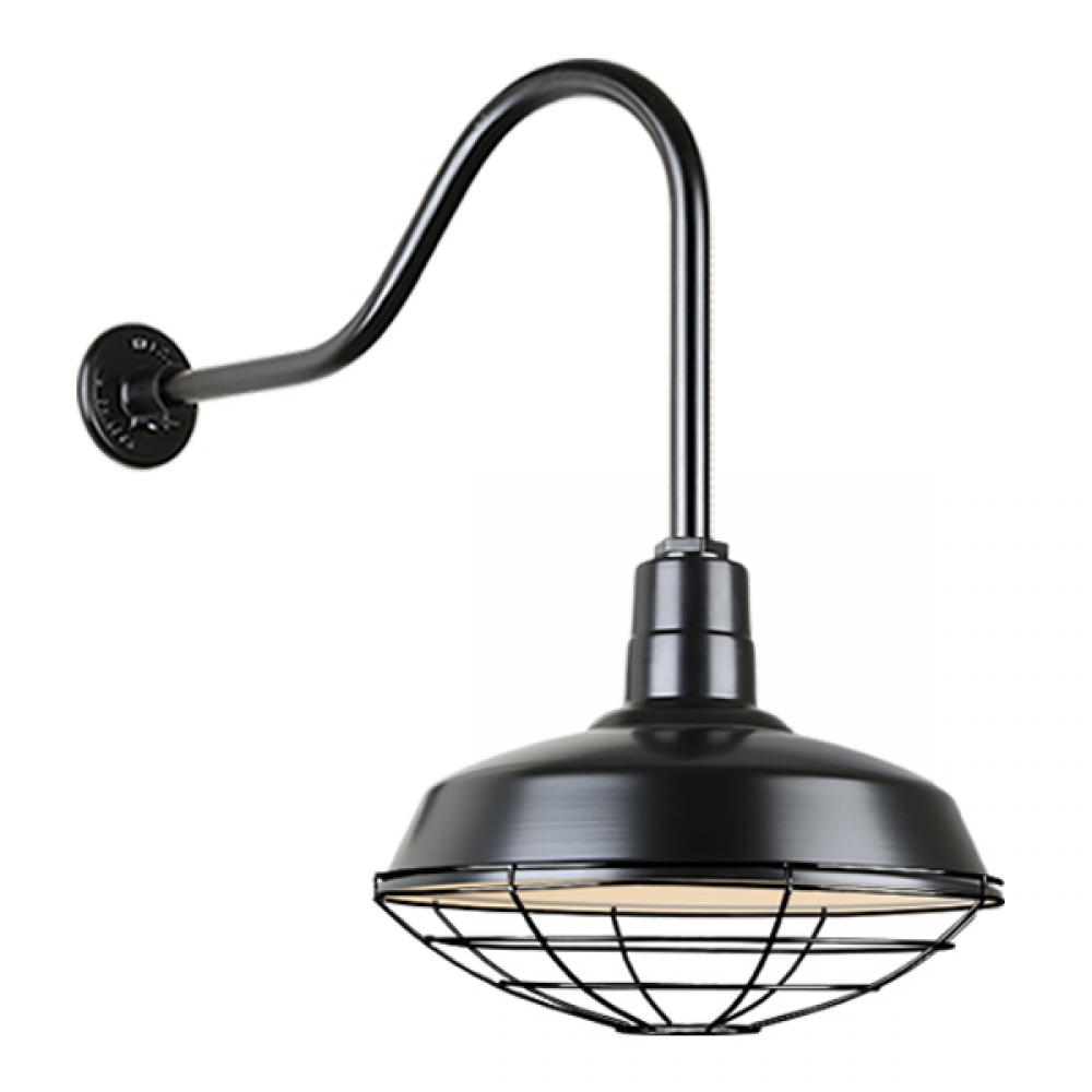 16&#34; Gooseneck Light Warehouse Shade, QSNHL-H Arm, Wire Guard Accessory