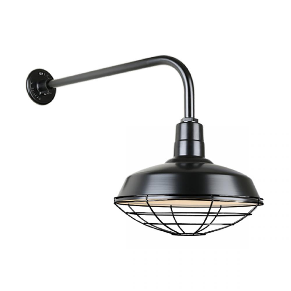14&#34; Gooseneck Light Warehouse Shade, QSNB-13 Arm, Wire Guard Accessory