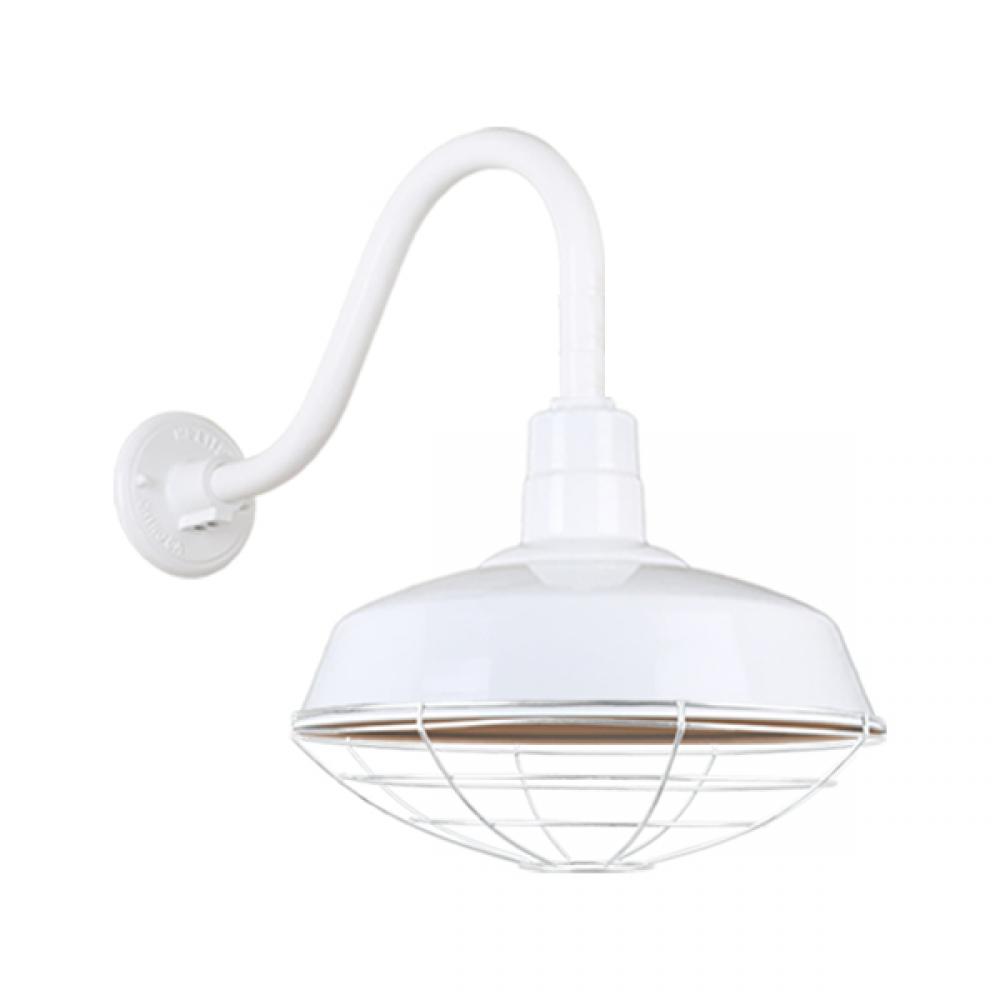 18&#34; Gooseneck Light Warehouse Shade, QSNB-42 Arm, Wire Guard Accessory