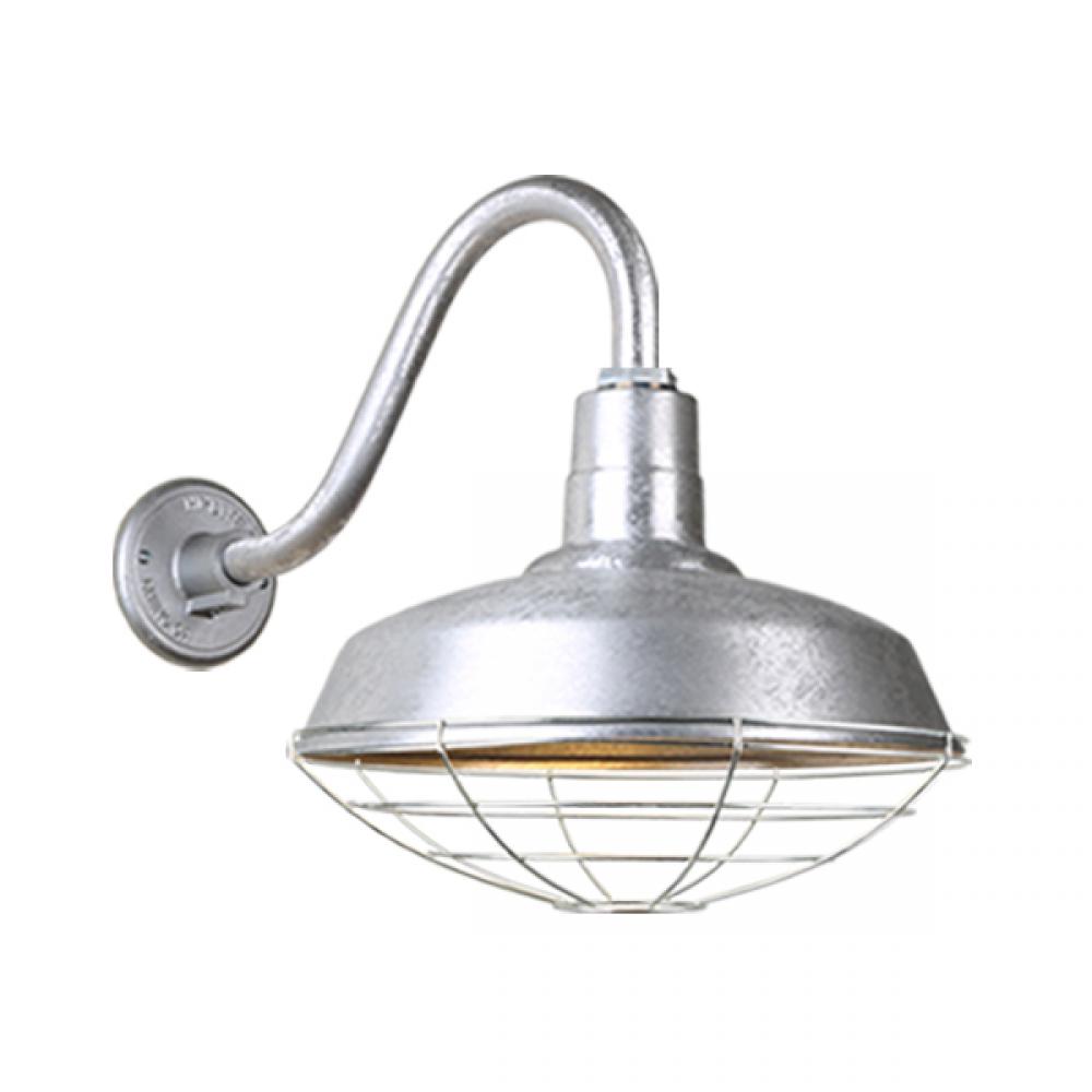 18&#34; Gooseneck Light Warehouse Shade, QSNB-42 Arm, Wire Guard Accessory