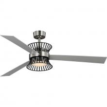 Progress P250110-009-30 - Bisbee Collection 55-in Three-Blade Brushed Nickel Global Ceiling Fan with Matte Black Accent