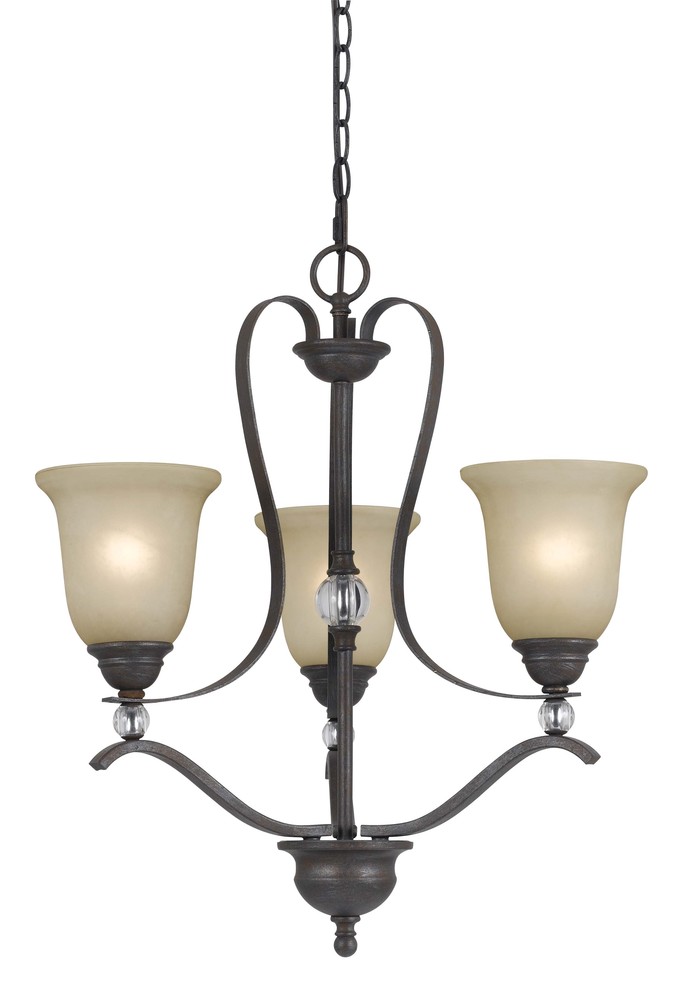 24&#34; Three Light Chandelier in Organic Black