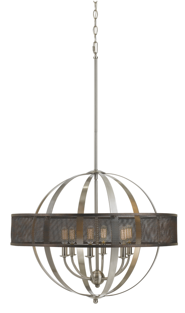 22&#34; Inch Tall Steel Chandelier in Brushed Steel Finish