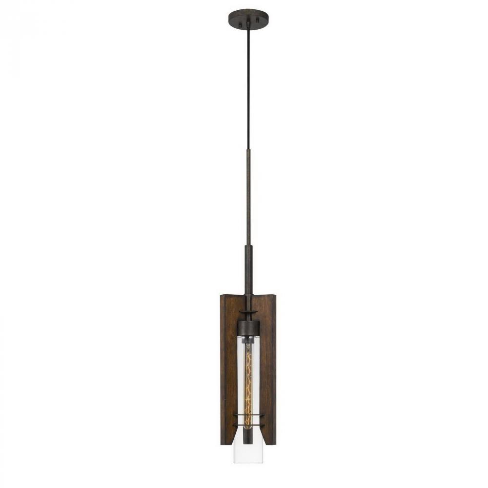 38&#34; Height Wood and Metal Pendant in Wood Color Finish