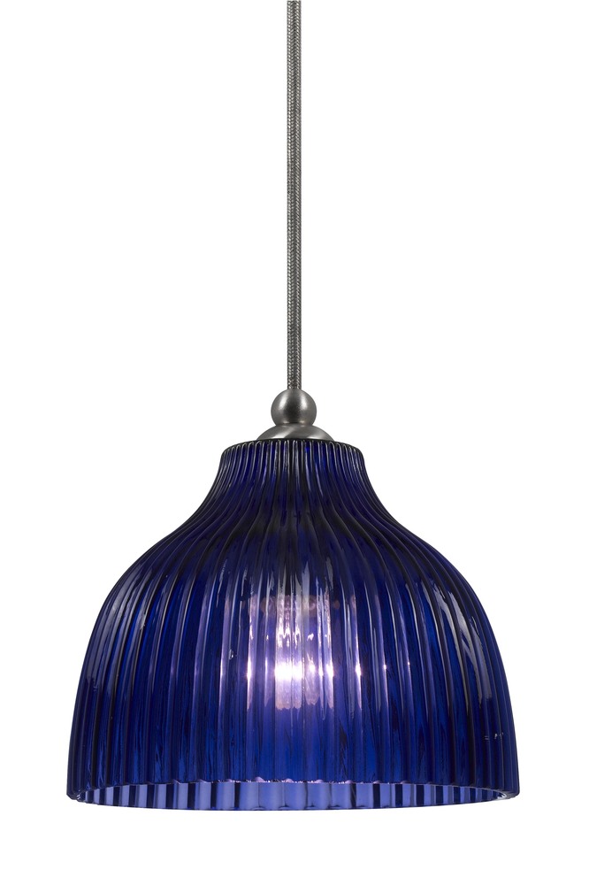 7&#34; Tall Glass Pendant with Brushed Steel Finish