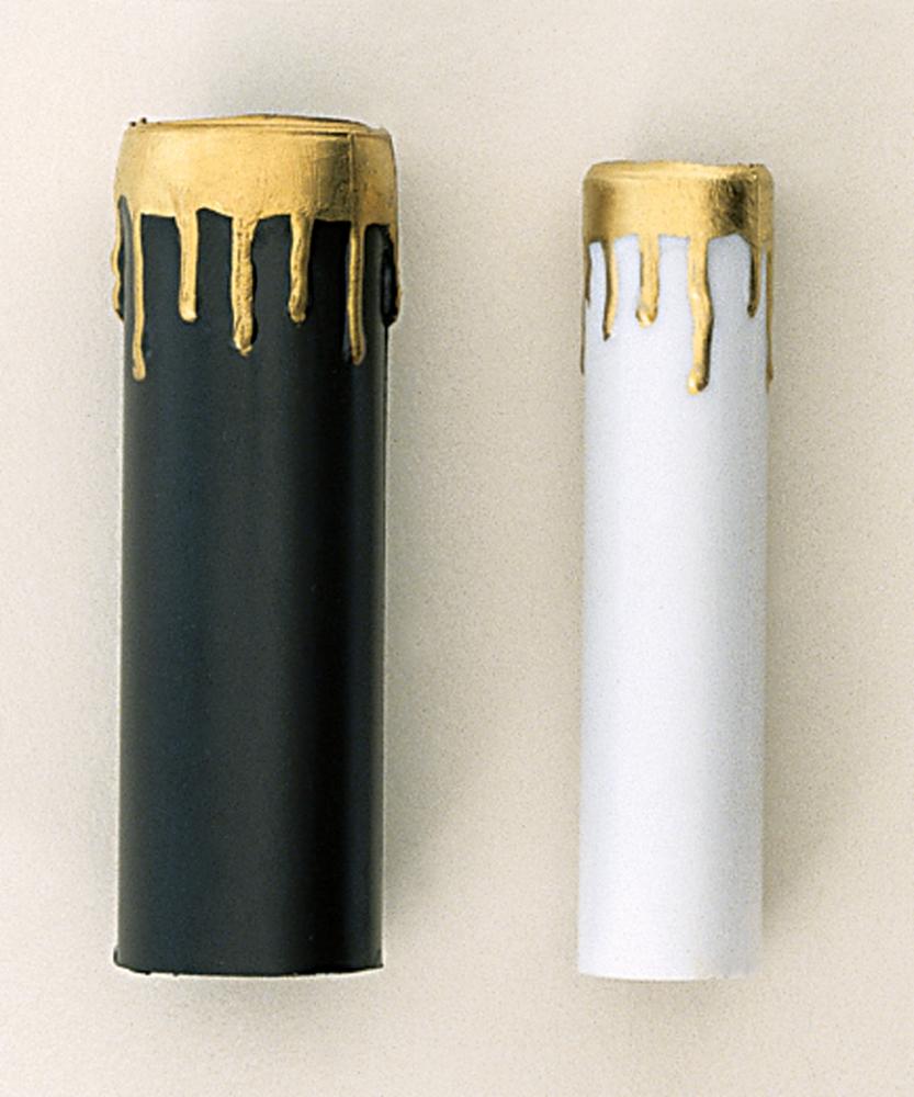 2 Candle Covers; White With Gold Drip; 4&#34; Height