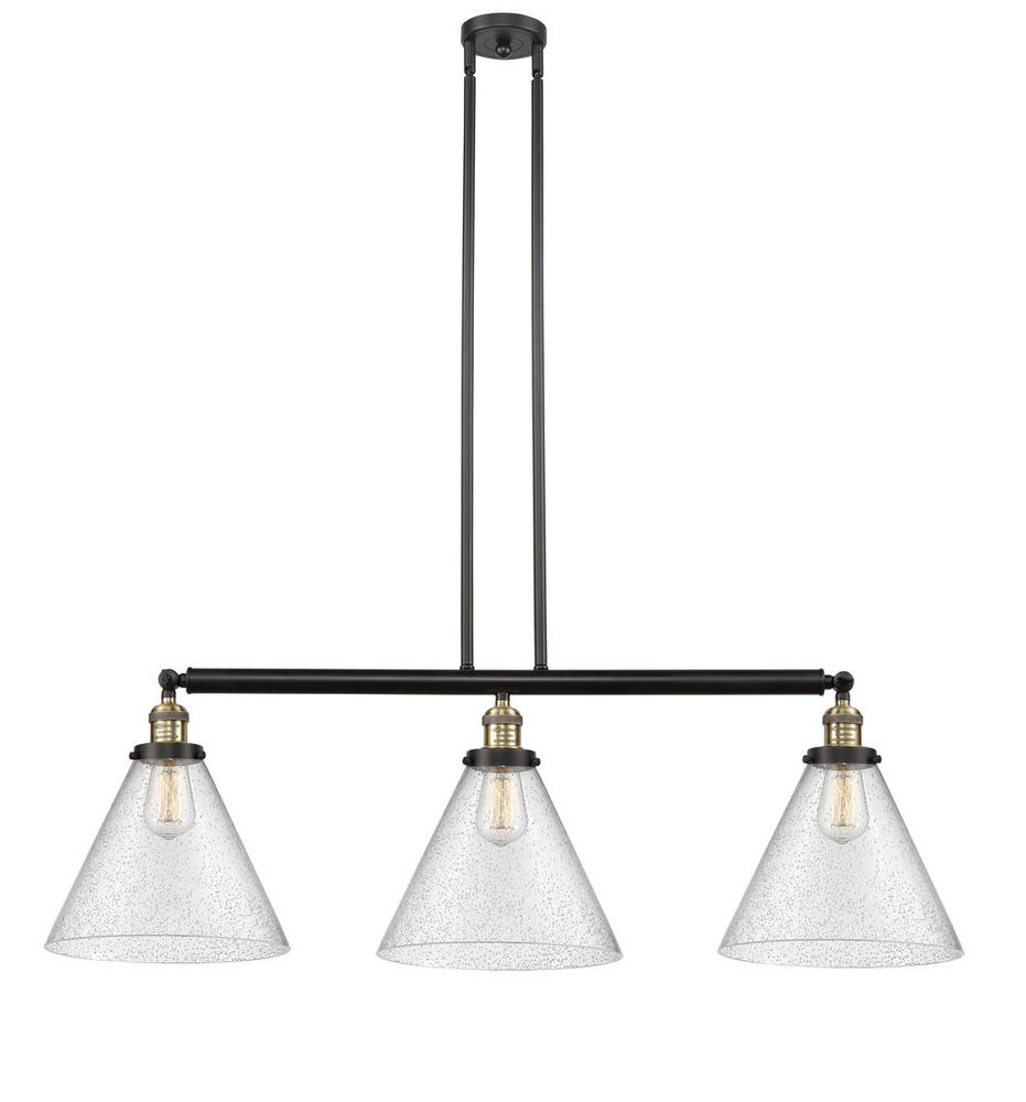 Cone - 3 Light - 44 inch - Black Antique Brass - Stem Hung - Adjustable Island Light