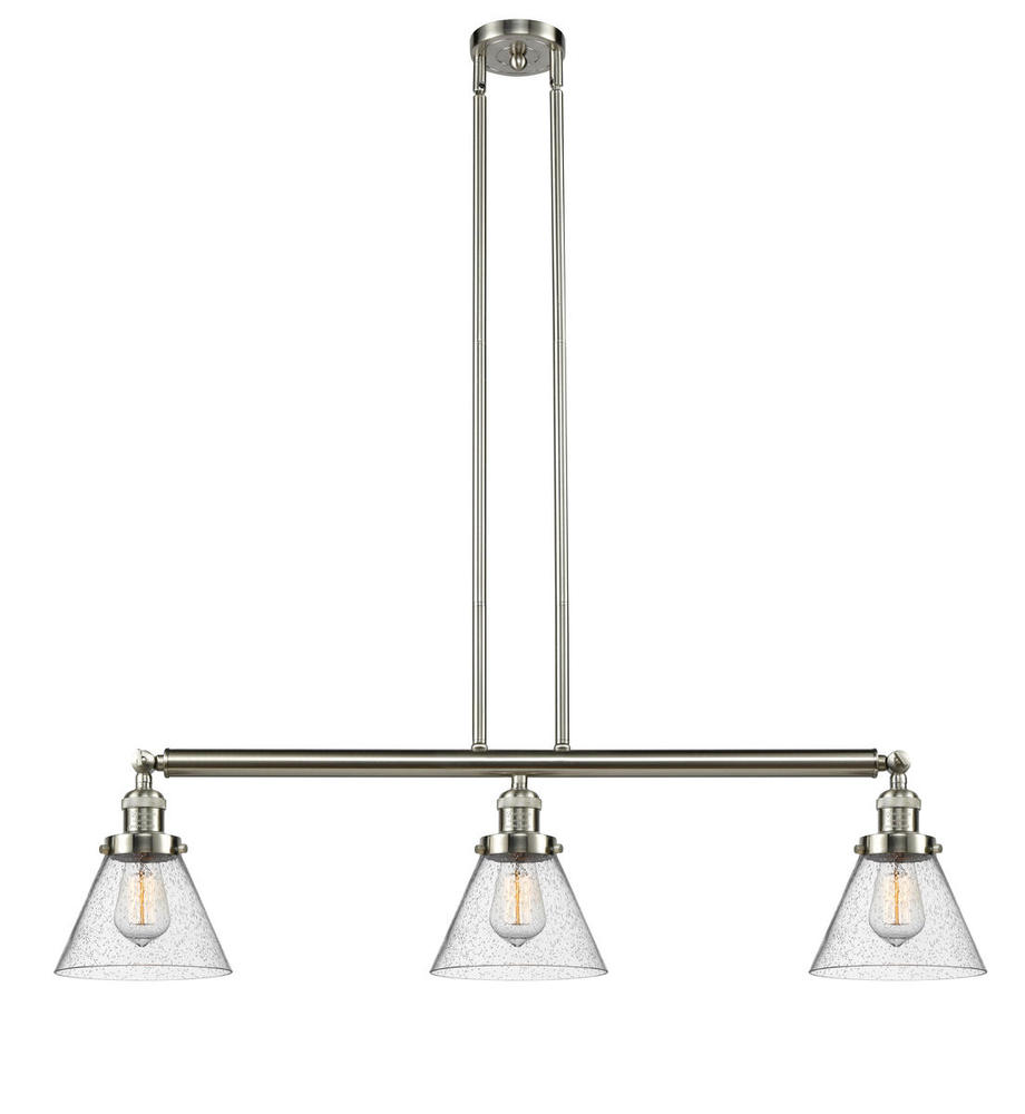 Cone - 3 Light - 40 inch - Brushed Satin Nickel - Stem Hung - Adjustable Island Light