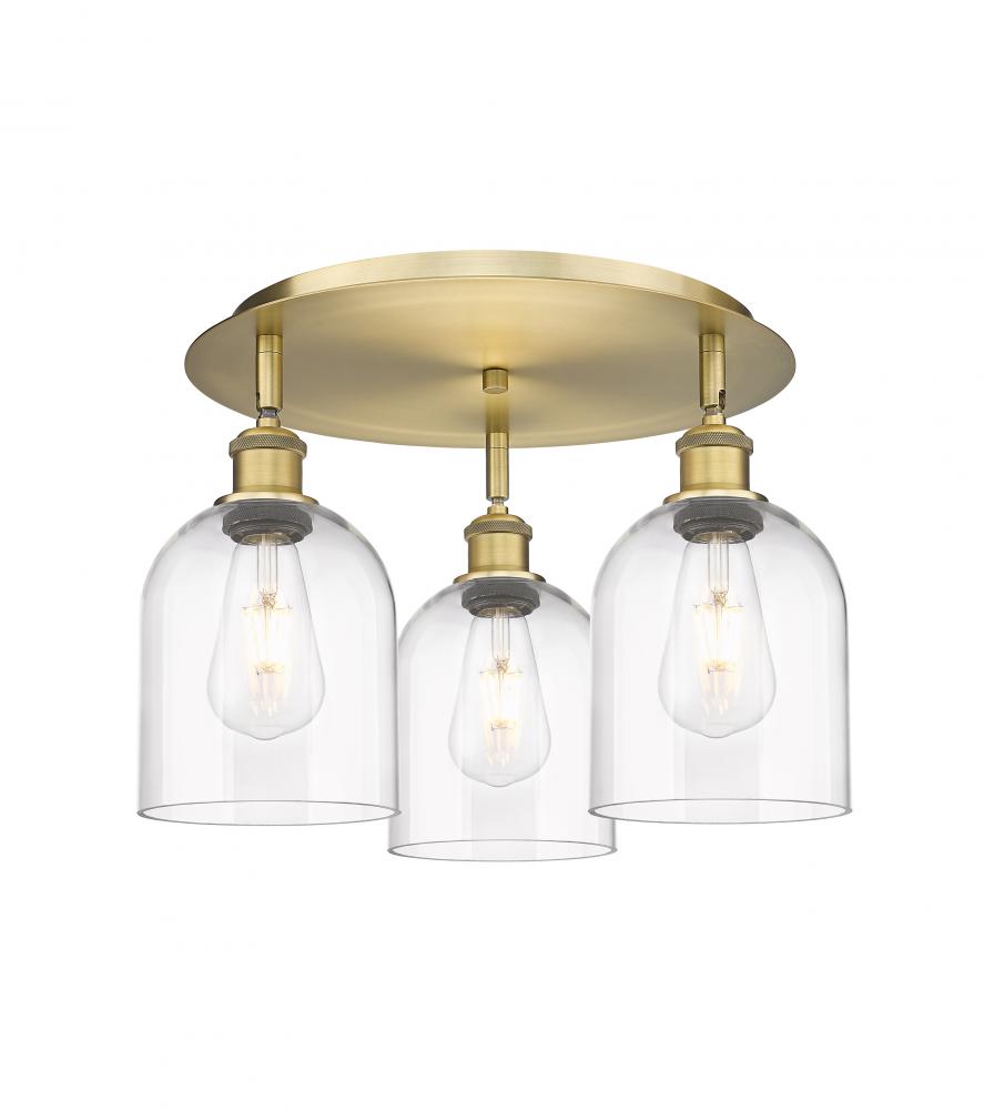 Bella - 3 Light - 17 inch - Brushed Brass - Flush Mount