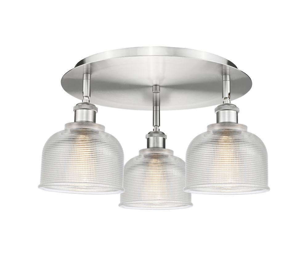 Dayton - 3 Light - 17 inch - Satin Nickel - Flush Mount