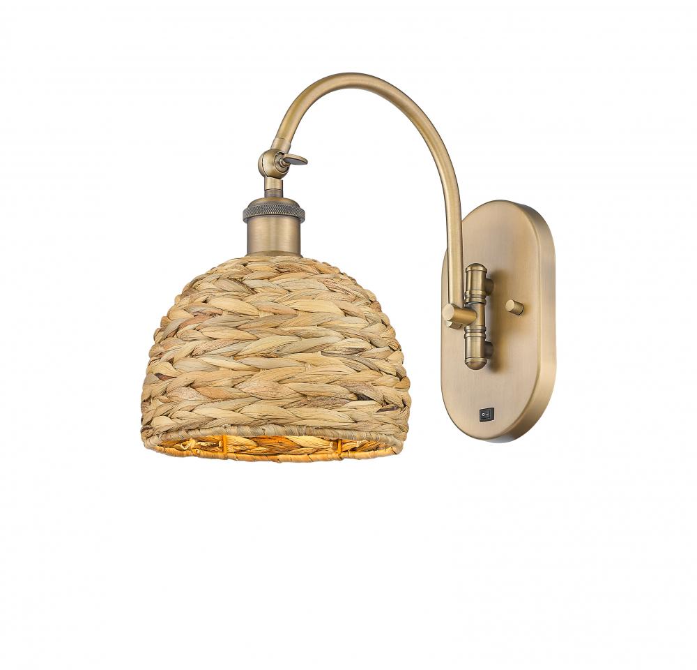 Woven Rattan - 1 Light - 8 inch - Brushed Brass - Adjustable Swing Arm