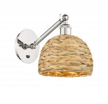 Innovations Lighting 317-1W-PN-RBD-8-NAT - Woven Rattan - 1 Light - 8 inch - Polished Nickel - Adjustable Sconce