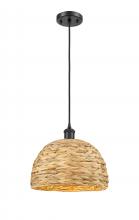 Innovations Lighting 516-1P-BK-RBD-12-NAT - Woven Rattan - 1 Light - 12 inch - Matte Black - Mini Pendant