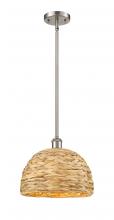 Innovations Lighting 516-1S-SN-RBD-12-NAT - Woven Rattan - 1 Light - 12 inch - Satin Nickel - Mini Pendant