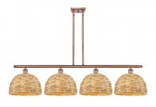 Innovations Lighting 516-4I-AC-RBD-12-NAT - Woven Rattan - 4 Light - 50 inch - Antique Copper - Multi Pendant