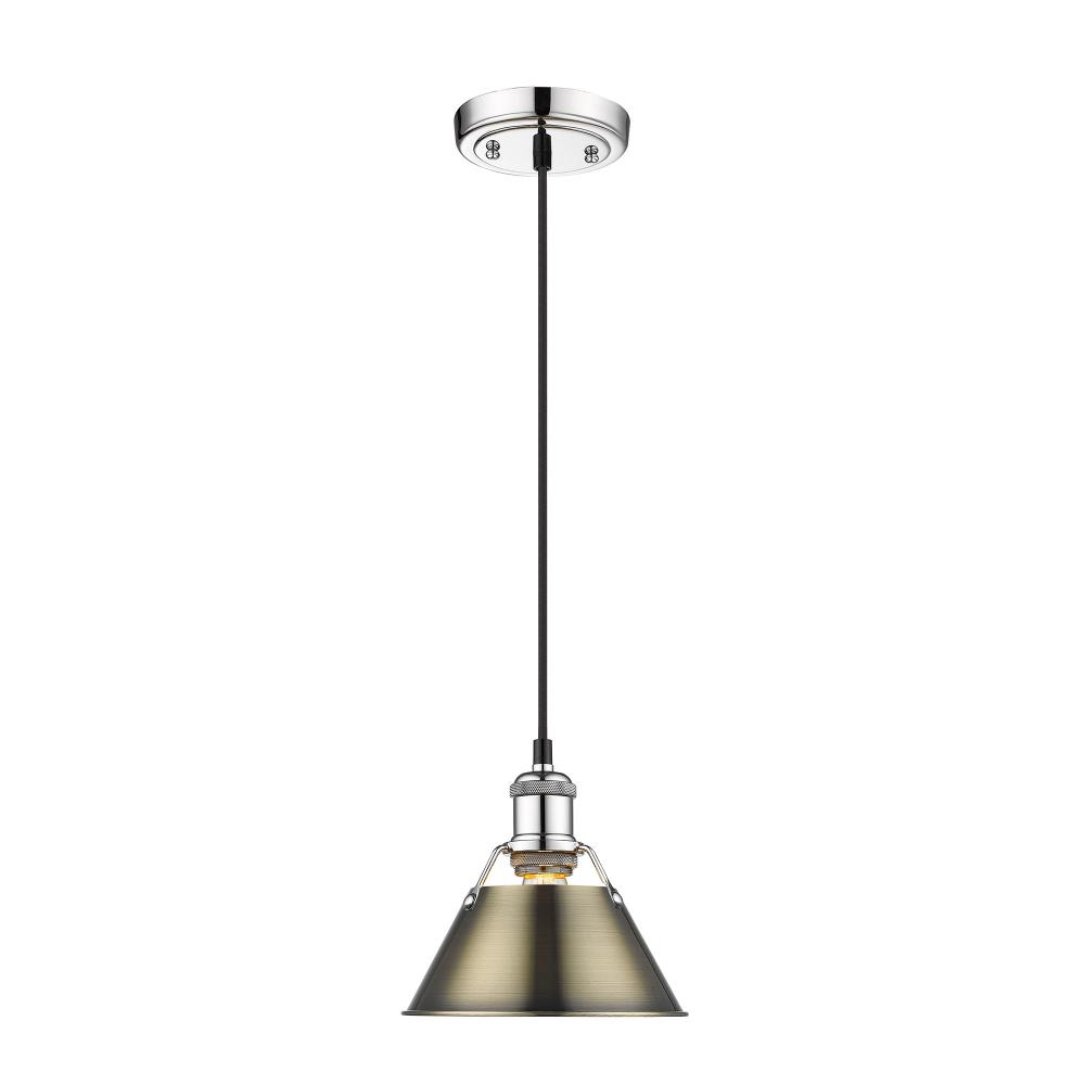 Orwell 7.5&#34; Wide Small Pendant in Chrome with Aged Brass