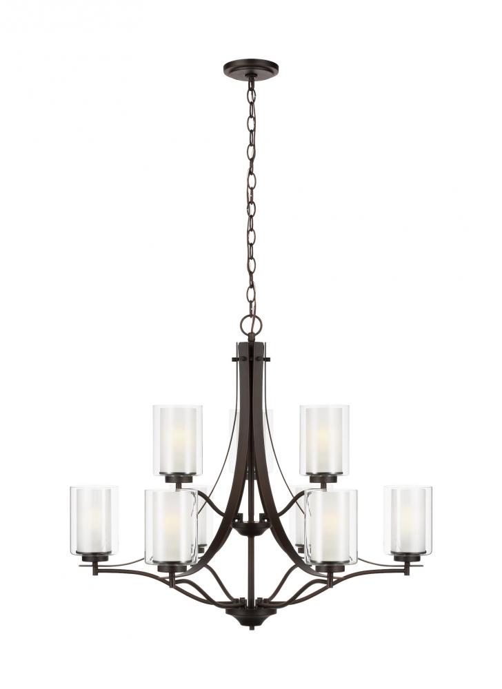 Elmwood Park traditional 9-light LED indoor dimmable ceiling chandelier pendant light in bronze fini