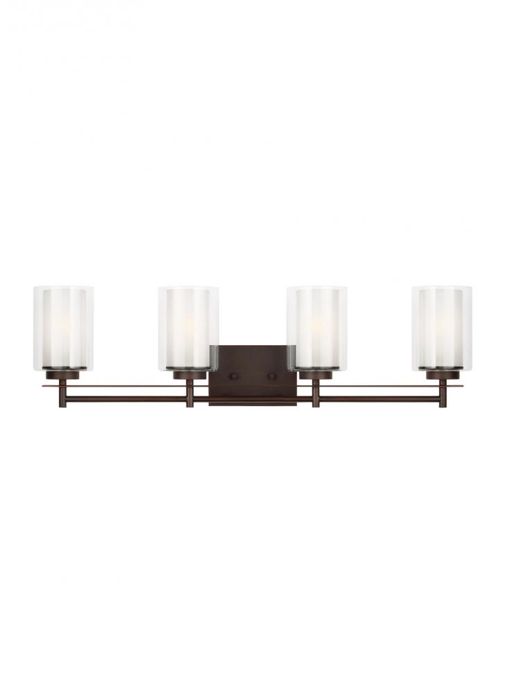Elmwood Park traditional 4-light LED indoor dimmable bath vanity wall sconce in bronze finish with s