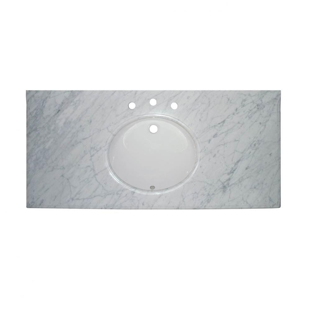 2cm (3/4&apos;&apos;) 49&apos;&apos; White Carrera (WC) Marble Top - 8&apos;&apos; widespread