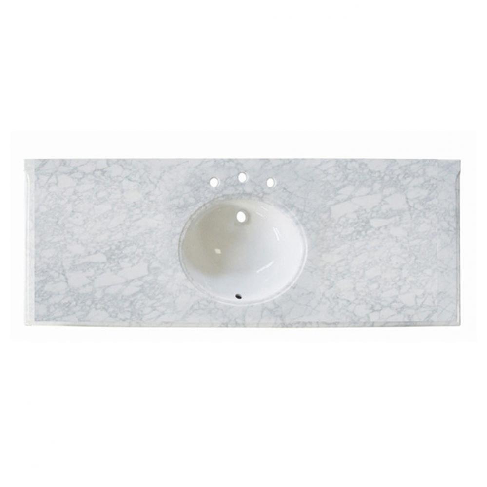 2cm (3/4&apos;&apos;) 61&apos;&apos; Single Bowl White Carrera (WC) Marble Top - 8&apos;&apos; wid