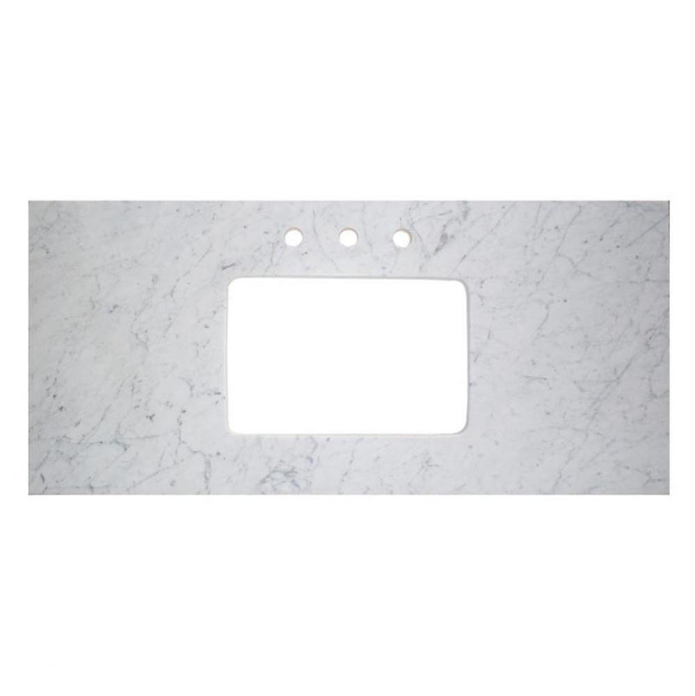 3cm (1-1/4&apos;&apos;) 48? White Carrera (WC) Marble Top - 8&apos;&apos; widespread