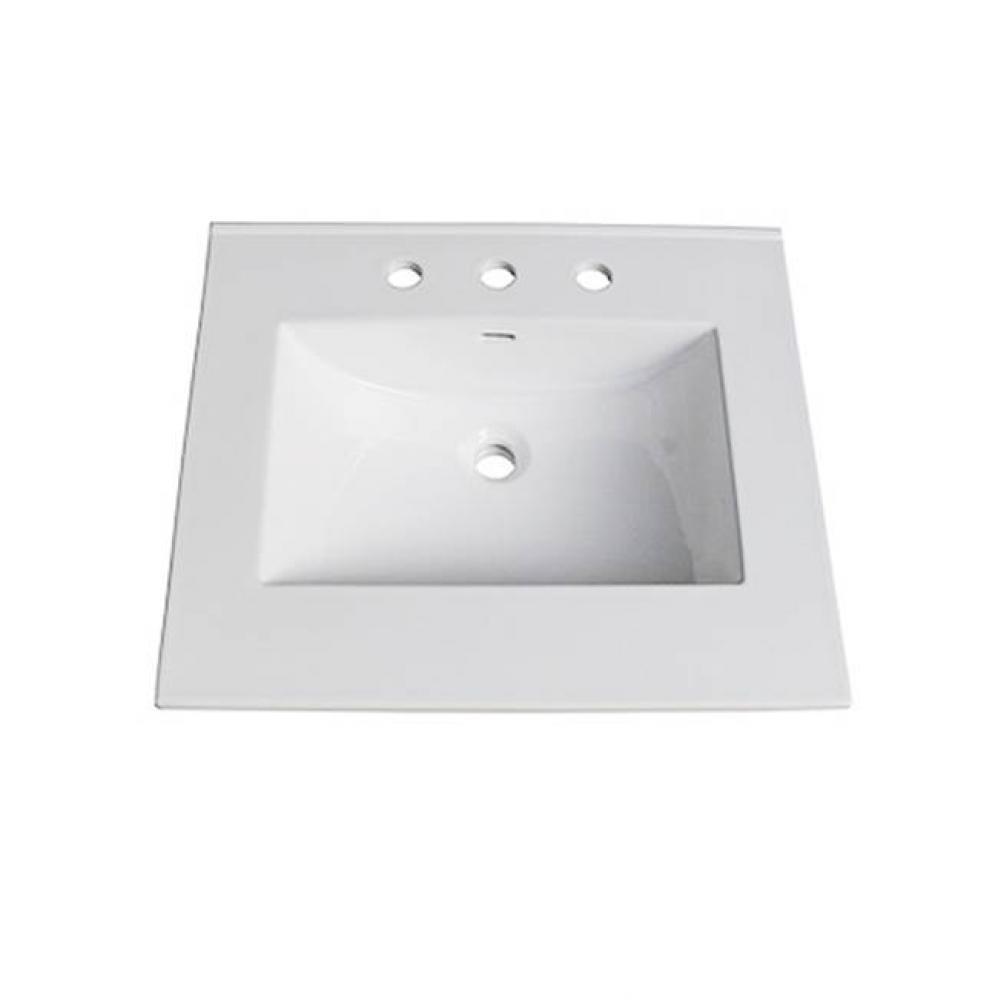 (11/16&apos;&apos;) 25&apos;&apos; White Ceramic Top - 8&apos;&apos; widespread
