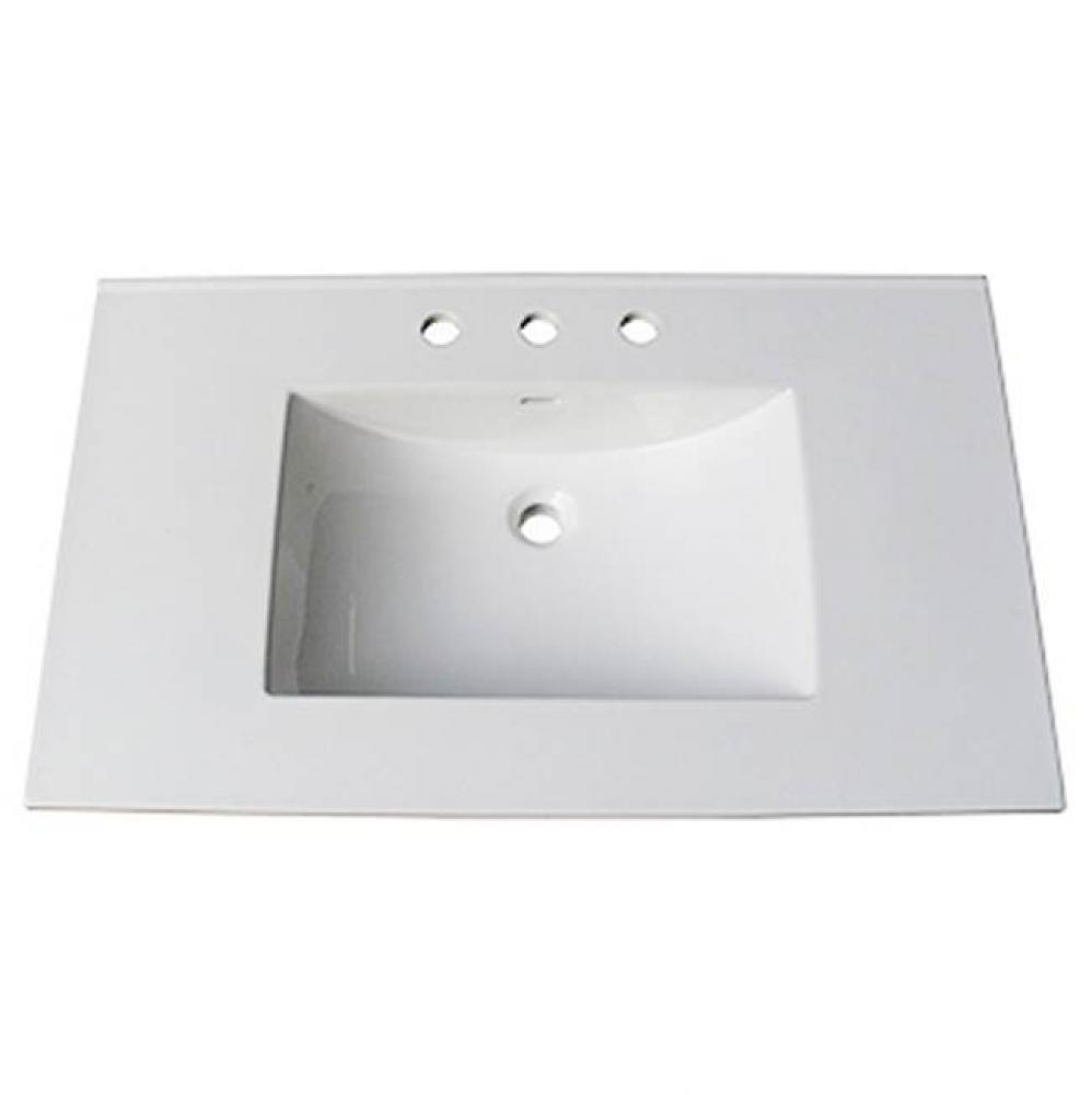 (11/16&apos;&apos;) 37&apos;&apos; White Ceramic Top - 8&apos;&apos; widespread
