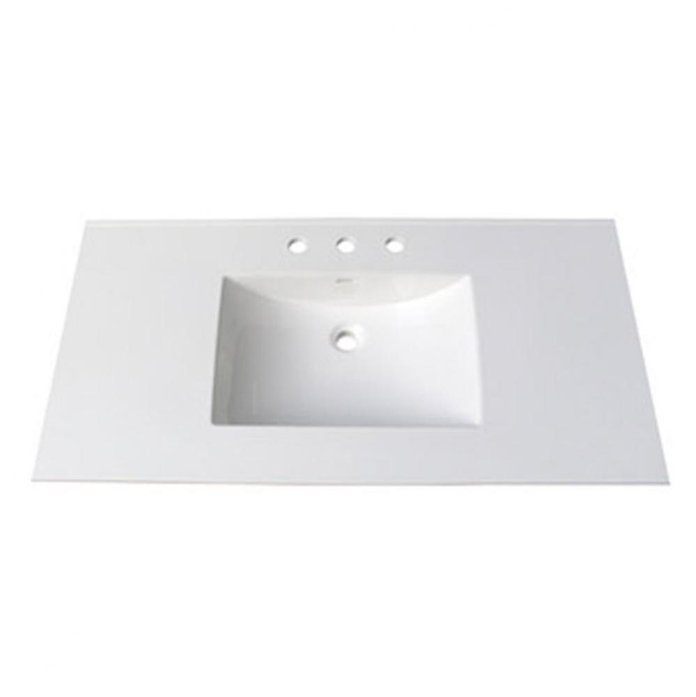 (11/16&apos;&apos;) 43&apos;&apos; White Ceramic Top - 8&apos;&apos; widespread