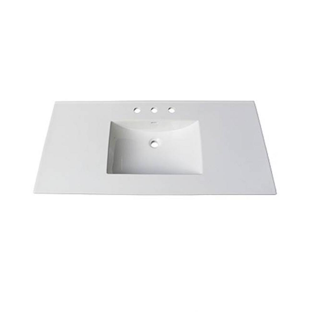 (11/16&apos;&apos;) 49&apos;&apos; White Ceramic Top - 8&apos;&apos; widespread