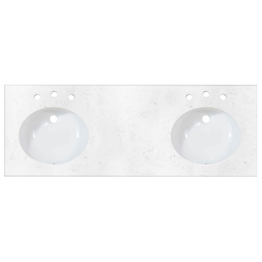 2cm (3/4&apos;&apos;) 61&apos;&apos; Double Bowl Carrera (CQ) Quartz Top - 8&apos;&apos; widesprea