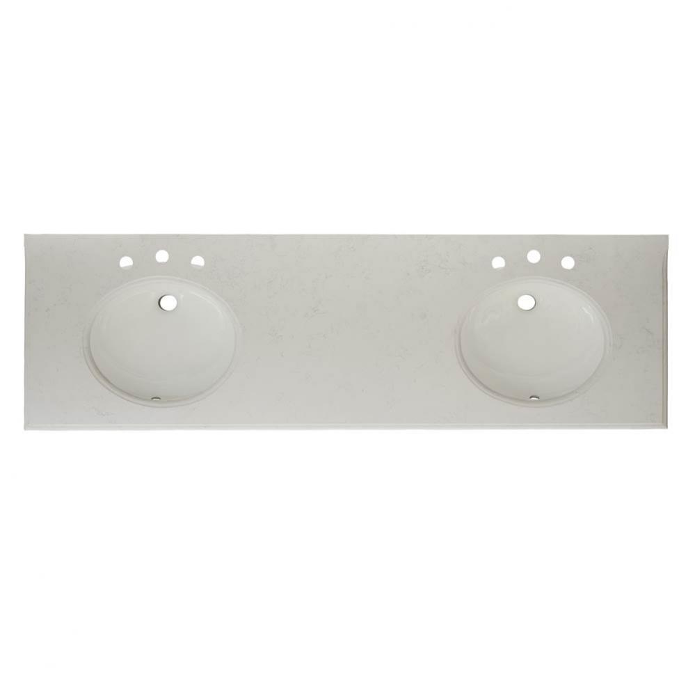 2cm (3/4&apos;&apos;) 73&apos;&apos; Double Bowl Carrera (CQ) Quartz Top - 8&apos;&apos; widesprea