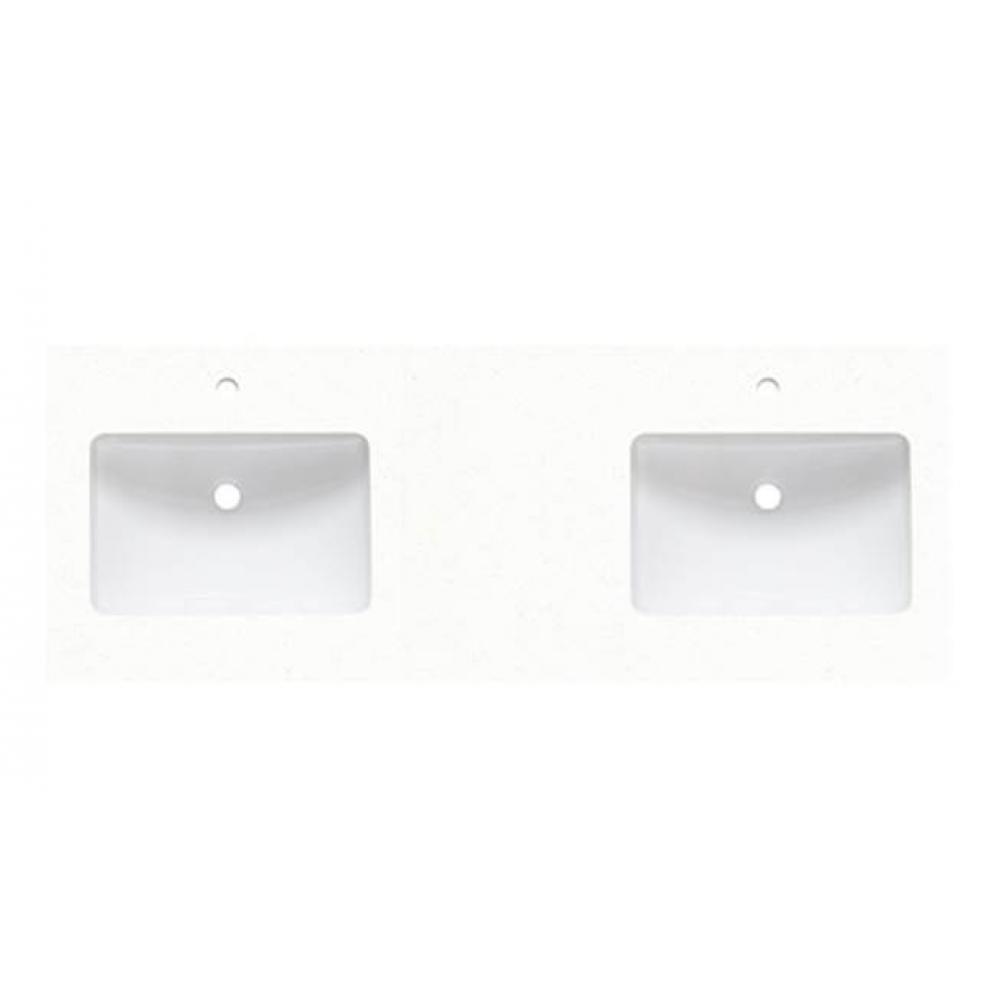 2inch - 60&apos;&apos; Double Bowl Blizzard (BZ) Quartz Top - single hole