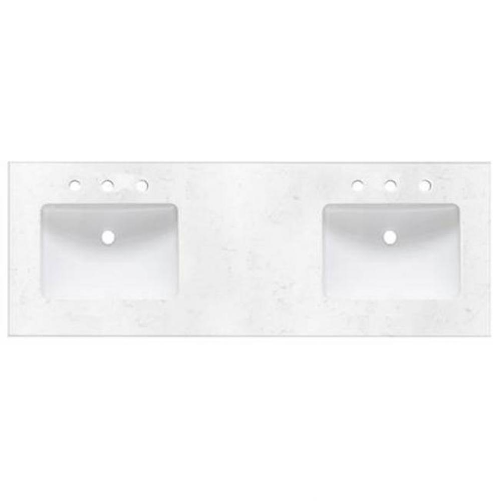 2inch - 60&apos;&apos; Double Bowl Carrera (CQ) Quartz Top - 8&apos;&apos; widespread