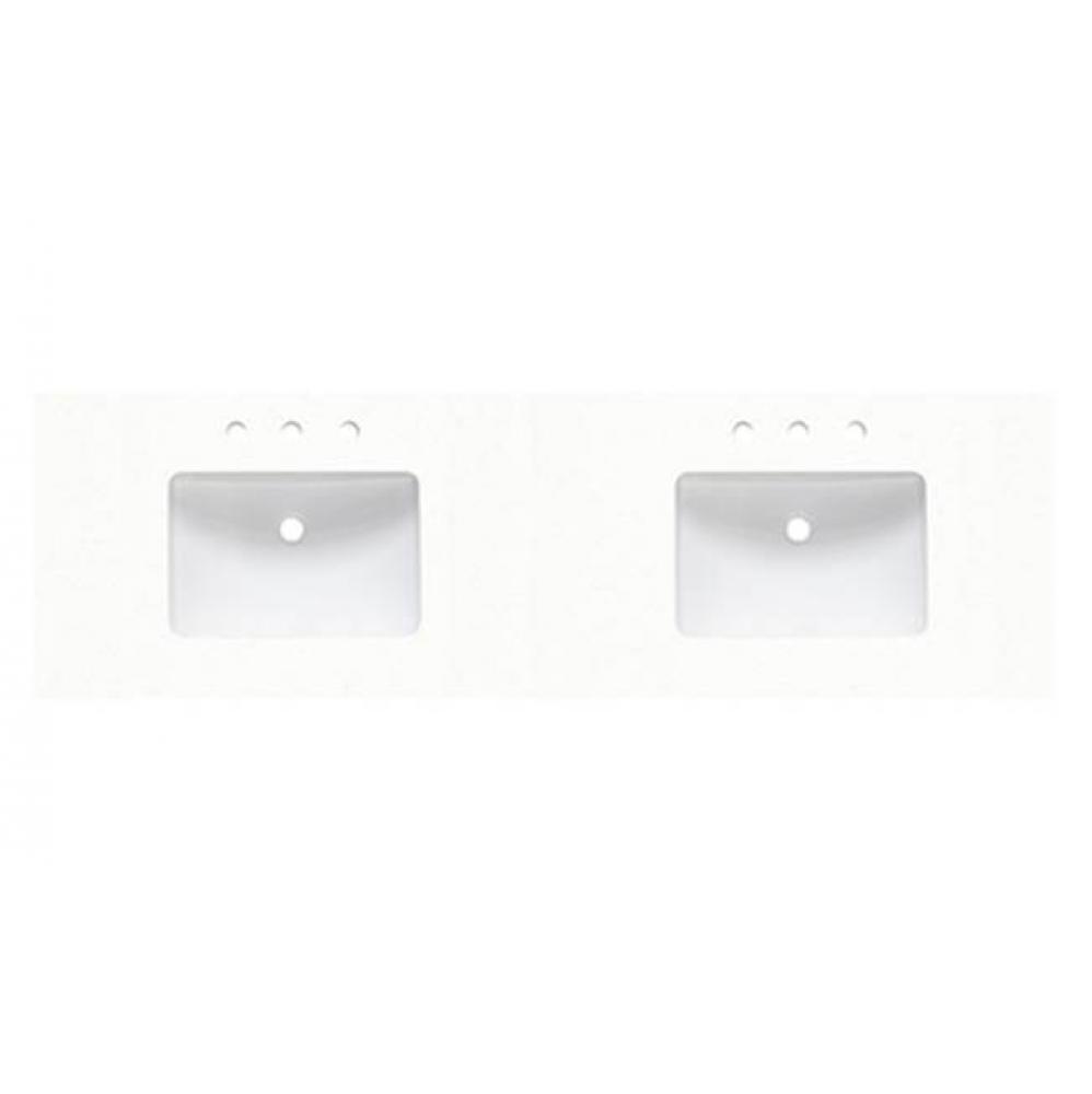 2inch - 72&apos;&apos; Double Bowl Blizzard (BZ) Quartz Top - 8&apos;&apos; widespread