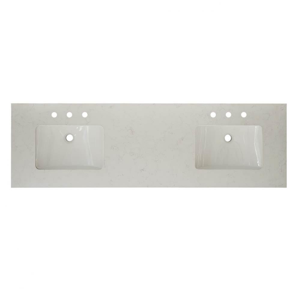 2cm (3/4&apos;&apos;) 73&apos;&apos; Double Bowl Carrera (CQ) Quartz Top - 8&apos;&apos; widesprea