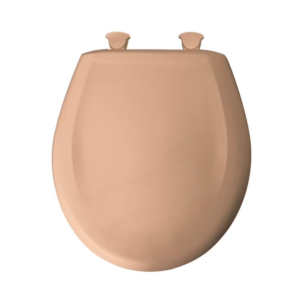 Round Plastic Toilet Seat in Bermuda Coral with STA-TITE Seat Fastening System, Easy-Clean &amp; C