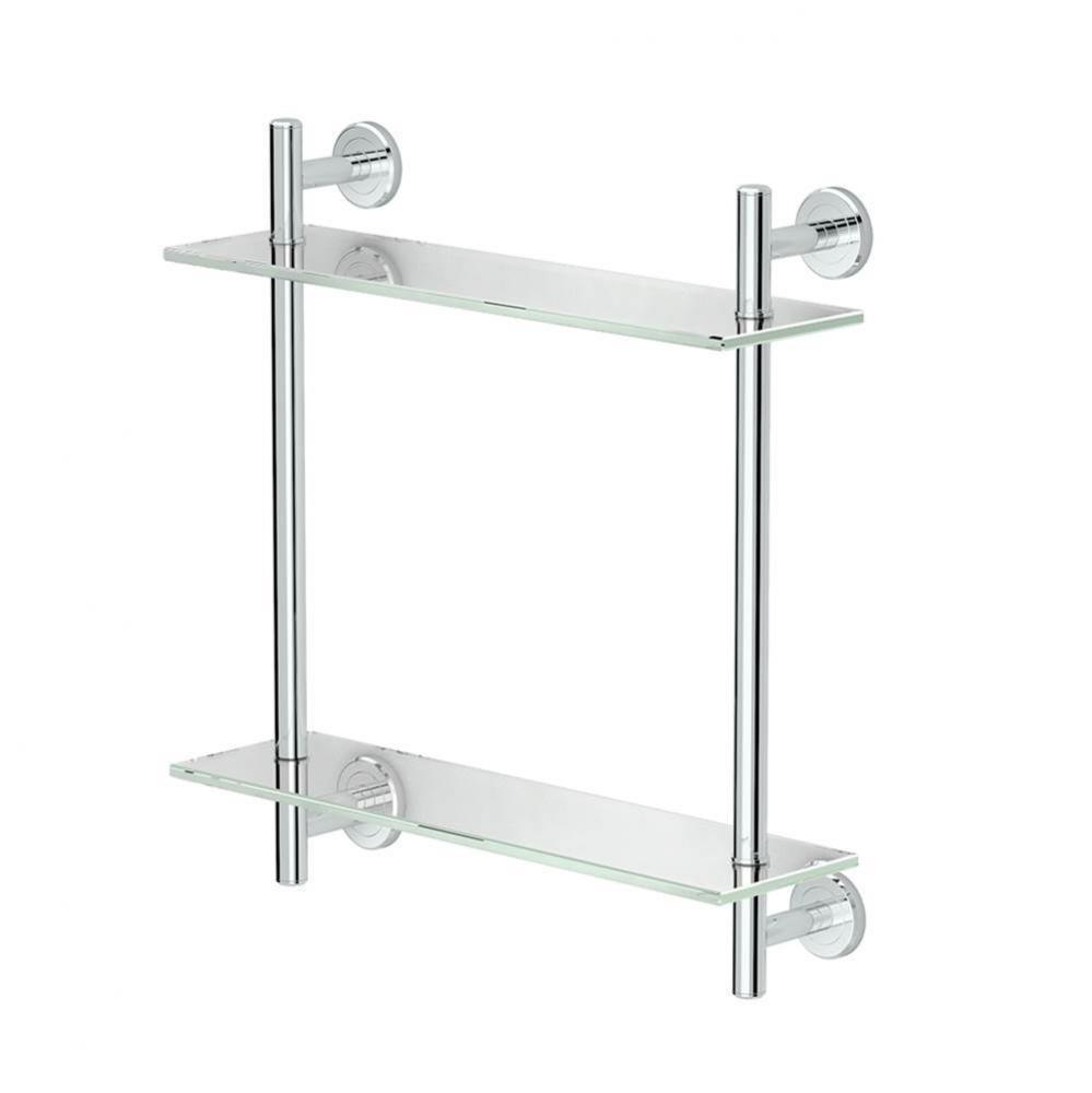 2-Tier Glass Shelf, 17&apos;&apos;X18&apos;&apos;X5&apos;&apos;, Chrome